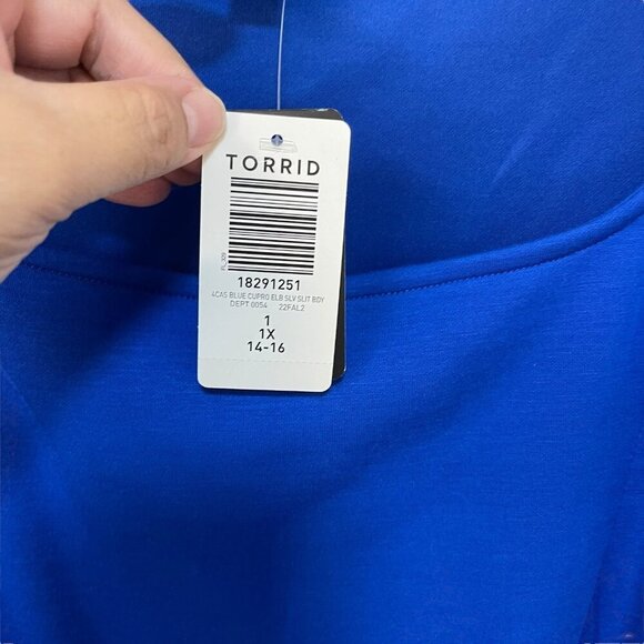 Torrid Midi Studio Cupro Bodycon Dress Blue Women’s Size 1X 14/16 NWT NEW - Picture 4 of 9